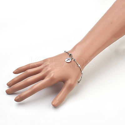 Tarnish Resistant 304 Stainless Steel Charm Bracelets BJEW-JB03864-03-1
