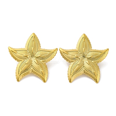 Ion Plating(IP) 304 Stainless Steel Starfish Stud Earrings EJEW-D281-22G-1