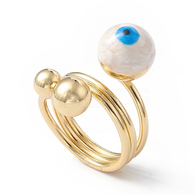 Enamel Round with Evil Eye Finger Rings RJEW-A014-01G-06-1
