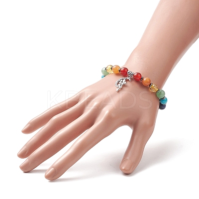 Chakra Theme Gemstone & Synthetic Hematite Beaded Stretch Bracelets for Women BJEW-JB09277-1