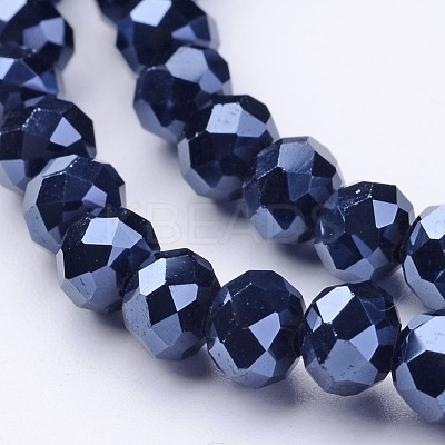 Full Plated Faceted Rondelle Electroplate Glass Beads Strands GLAA-A024D-FP02-1