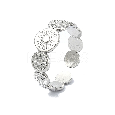 304 Stainless Steel Sun Flower Open Cuff Rings RJEW-M019-28P-1