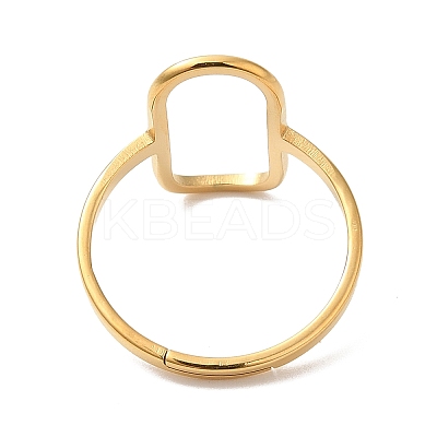 Ion Plating(IP) 304 Stainless Steel Hollow Rectangle Adjustable Ring for Women RJEW-M149-31G-1