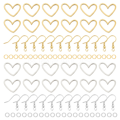 DIY Stainless Steel Heart Dangle Earrings Making Kit DIY-DR0001-39-1
