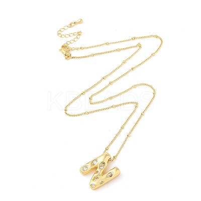 Brass Micro Pave Clear Cubic Zirconia Pendant Necklaces NJEW-Z038-01G-N-1