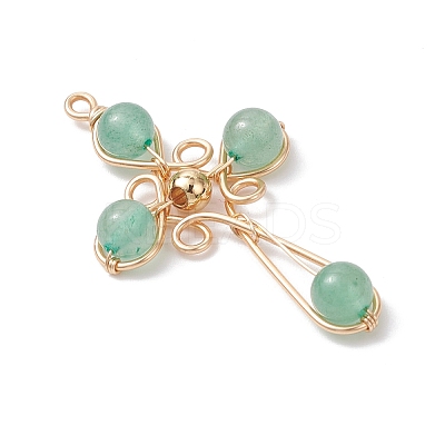 4Pcs 4 Styles Natural Green Aventurine Pendants PALLOY-TA00326-04-1