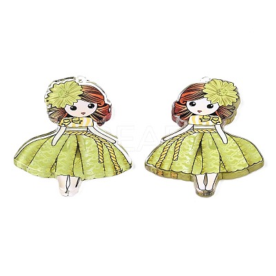 Transparent Printed Acrylic Big Pendants OACR-N133-012-1