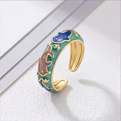 Brass Enamel Cuff Open Rings for Women WGD330E-01-1