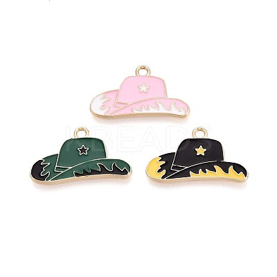 Rack Plating Alloy Enamel Pendants PALLOY-T091-18M-G-1