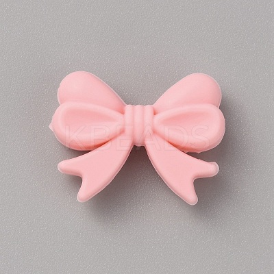 Bowknot Silicone Beads LS-SIL-WH0010-24-1