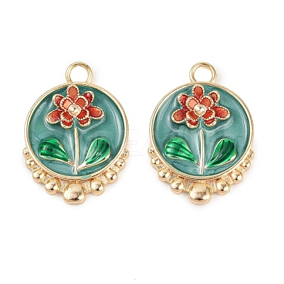 Brass Enamel Pendants KK-K351-48G-01-1