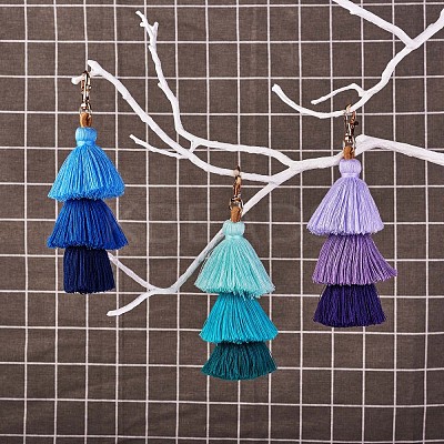3Pcs Colorful Tassel Keychain Handmade Boho Keychain Personalized Bag Charm Tassel Keychain for Women JX282B-1