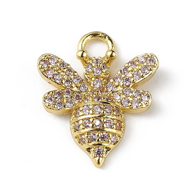 Rack Plating Brass Micro Pave Cubic Zirconia Pendants KK-C019-13G-01-1