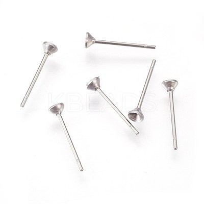 Non-Tarnish 304 Stainless Steel Post Stud Earring Settings STAS-I097-006A-P-1