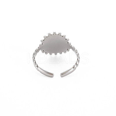 Non-Tarnish 304 Stainless Steel Flat Round with Initial Letter Open Cuff Ring for Men Women RJEW-S405-246P-I-1