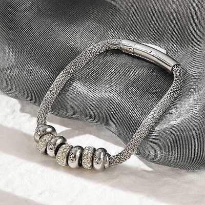 304 Stainless Steel Mesh Chain Bracetls for Women BJEW-Z087-16P-1