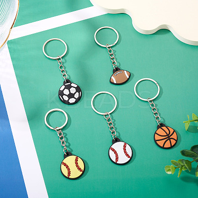 5Pcs 5 Styles PVC Plastic Keychains KEYC-TA0001-49-1