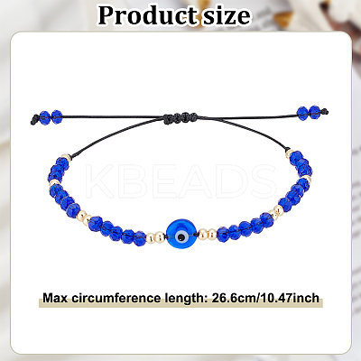 4Pcs 4 Colors Glass & Plastic Evil Eye Braided Bead Bracelets Set BJEW-AN0001-27-1