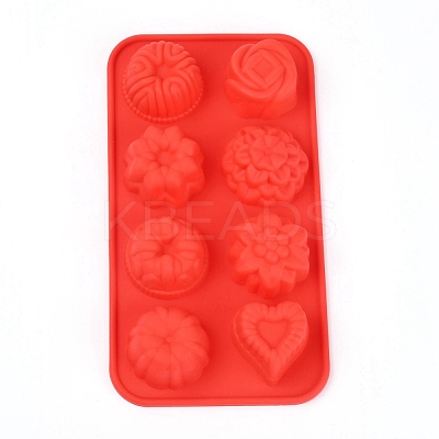 8-Cavity Floral & Heart Shaped Fondant Molds DIY-TAC0005-88-1