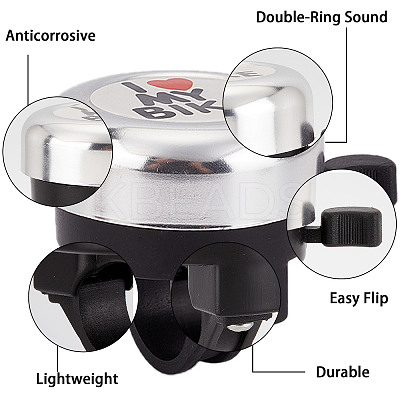 I Love My Bike Alloy Bicycle Bells FIND-WH0117-97B-1