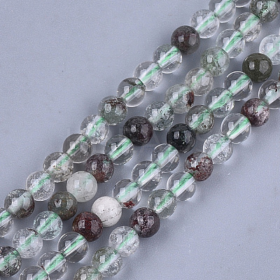 Natural Green Lodolite Quartz/Garden Quartz Beads Strands G-S333-6mm-036-1