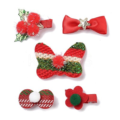 Christmas Theme Cloth Felt Fabric Alligator Hair Clip OHAR-R100-01F-1