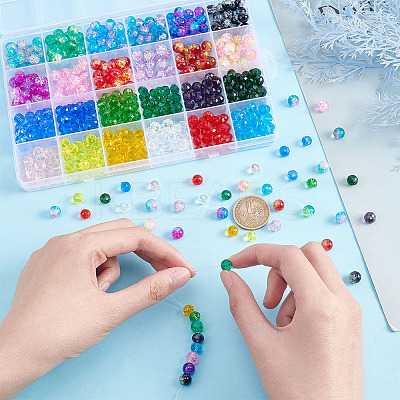 516Pcs 24 Style Crackle Glass Bead GLAA-PH0002-13-1
