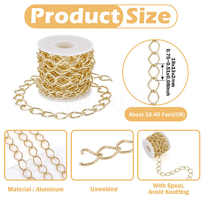 5M Oxidation Aluminum Twist Rhombus Link Chains CHA-TA0001-36-1