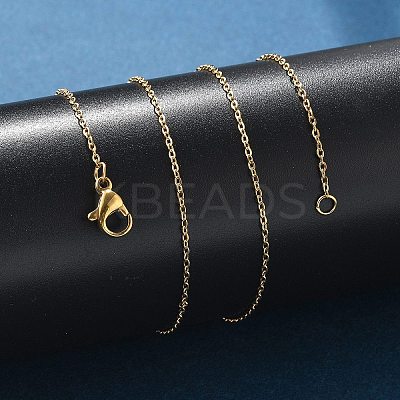 Ion Plating(IP) 304 Stainless Steel Cable Chain Necklaces NJEW-P248-01G-1