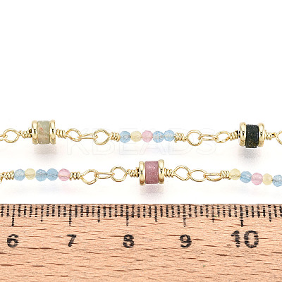Handmade Brass Glass Column Link Chains CHC-T017-05-1