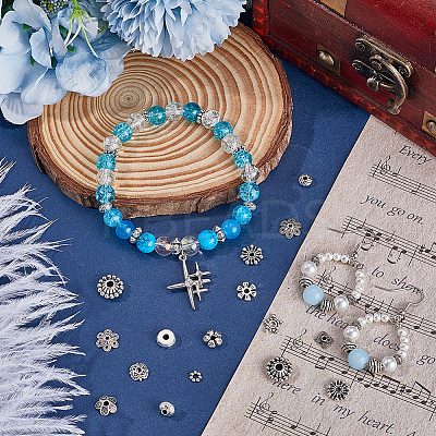 360Pcs 18 Styles Tibetan Style Beads UNKW-SC0013-08-1
