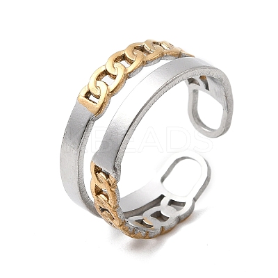Adjustable 304 Stainless Steel Cuff Rings for Women RJEW-B150-01GP-04-1