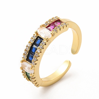 Cubic Zirconia Rectangle Open Cuff Ring KK-A180-29G-1