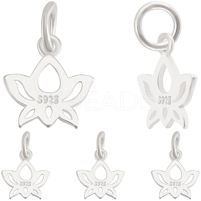 5Pcs 925 Sterling Silver Lotus Flower Charms with 925 Stamp & Jump Rings FIND-BBC0001-73-1