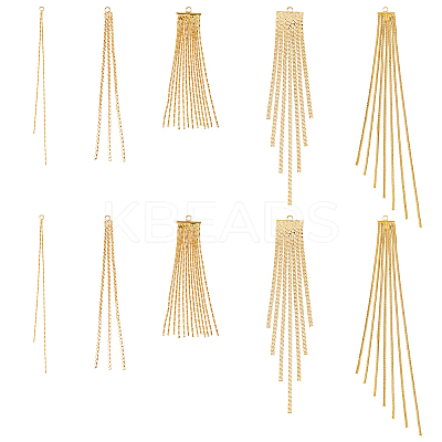 10Pcs 5 Style Brass Chain Tassel Big Pendants KK-HY0003-24-1