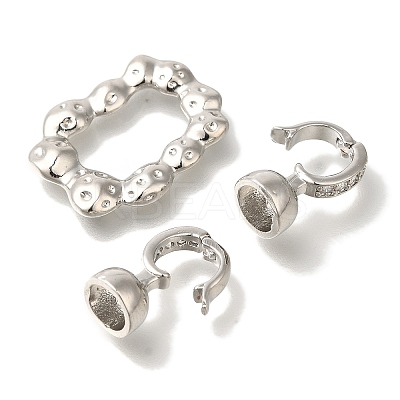 Brass Micro Pave Clear Cubic Zirconia Fold Over Clasps KK-K389-026P-1