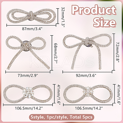 5Pcs 5 Styles Bowknot Iron Brooches for Backpack Clothes JEWB-AR0001-18-1