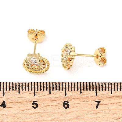 Flat Round Brass Micro Pave Cubic Zirconia Stud Earrings EJEW-A135-05G-1