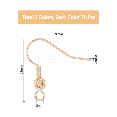 140Pcs 2 Colors Brass French Hooks with Coil and Ball KK-DC0003-28-1