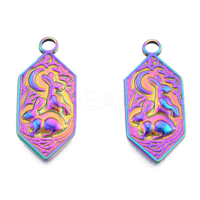 Ion Plating(IP) 201 Stainless Steel Pendants STAS-N098-254M-1
