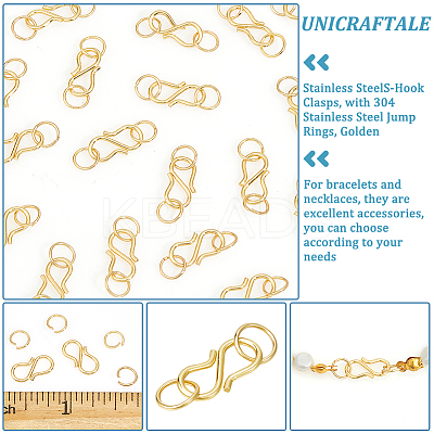 50Pcs 304 Stainless Steel S-Hook Clasps FIND-UN00007-1