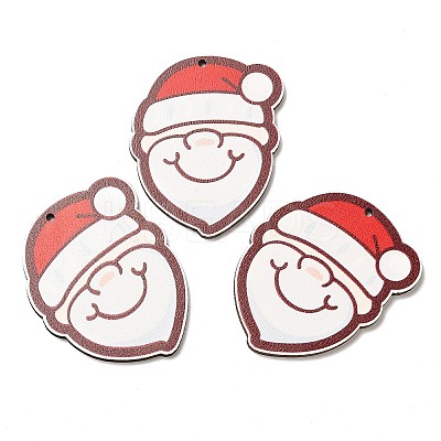 Single Face Printed Wood Big Pendants WOOD-D025-08-1