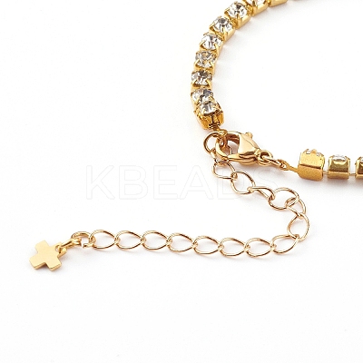 Brass Rhinestone Strass Chain Bracelets X-BJEW-JB06002-1