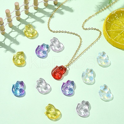 50Pcs 5 Colors Transparent Spray Painted Glass Pendants GLAA-YW0003-94-1