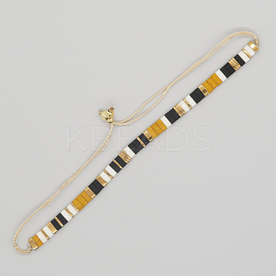 Vintage Ethnic Style Adjustable Glass Tila Beaded Handmade Slider Bracelets for Women ZN9527-5-1