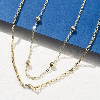 Brass Double Layer Necklaces NJEW-D302-54G-1