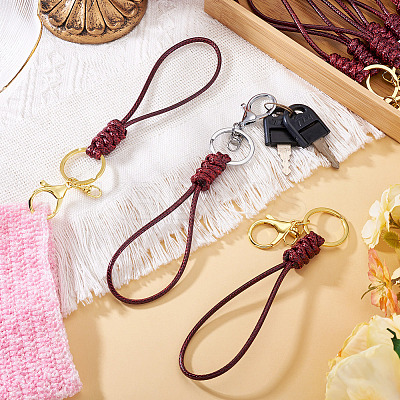 10Pcs 2 Colors Eco-Friendly Korean Waxed Polyester Cord Keychains KEYC-TA00034-1