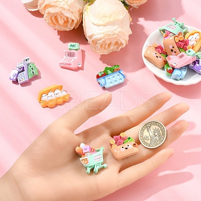 24Pcs 6 Styles Supermarket Theme Opaque Resin Decoden Cabochons Sets RESI-YW0004-06-1