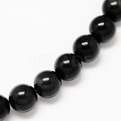 Grade AA Natural Obsidian Round Beads Strands X-G-L275-03-8mm-1
