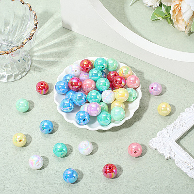 120Pcs 8 Colors Opaque Acrylic Beads MACR-PA0001-12-1
